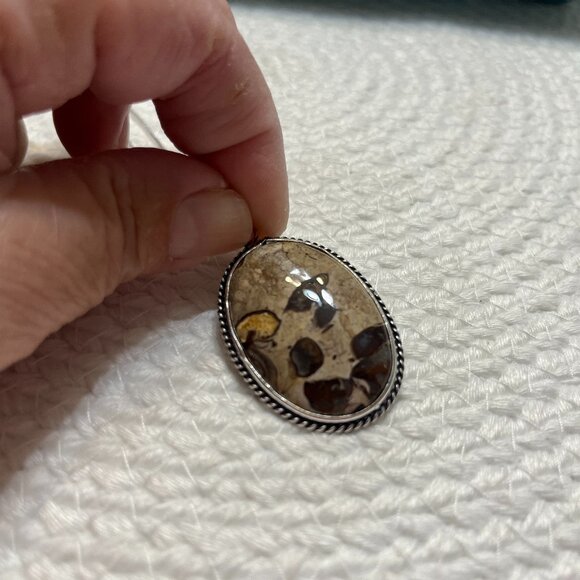 Natural COFFEE BEAN JASPER Handmade Sterling 925 Pendant/Chain #437D - Picture 1 of 3